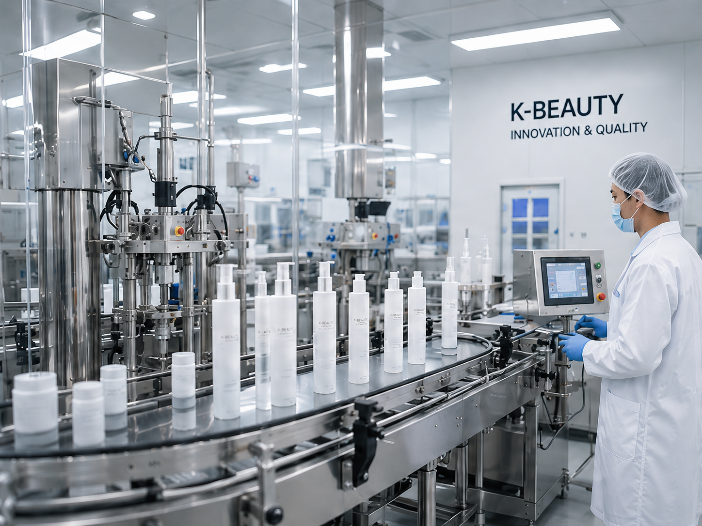 Korean skincare manufacturing line with quality control